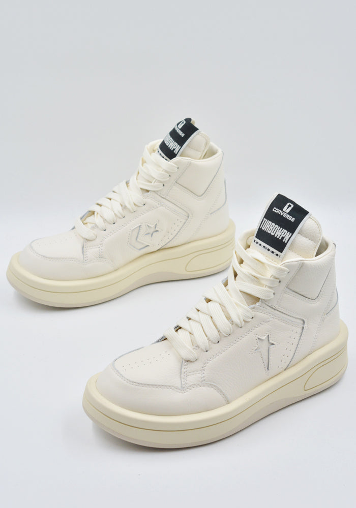 RICK OWENS DRKSHDW CONVERSE TURBOWPN MID-TOP SNEAKERS WHITE SS25