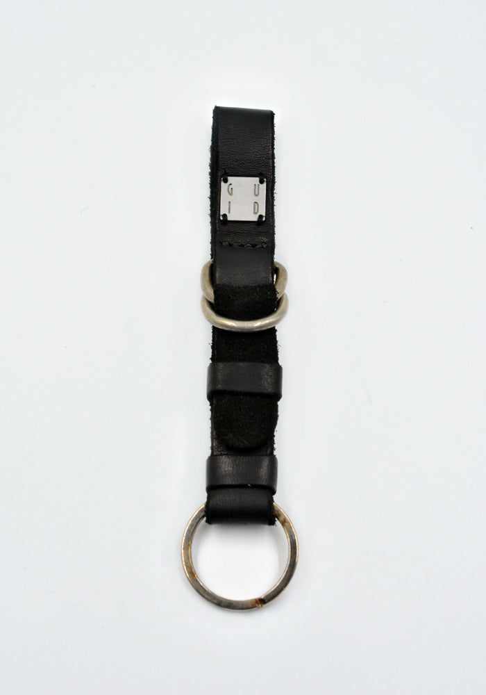 GUIDI KH03 CUOIO FULL GRAIN LEATHER KEY HOLDER BLACK