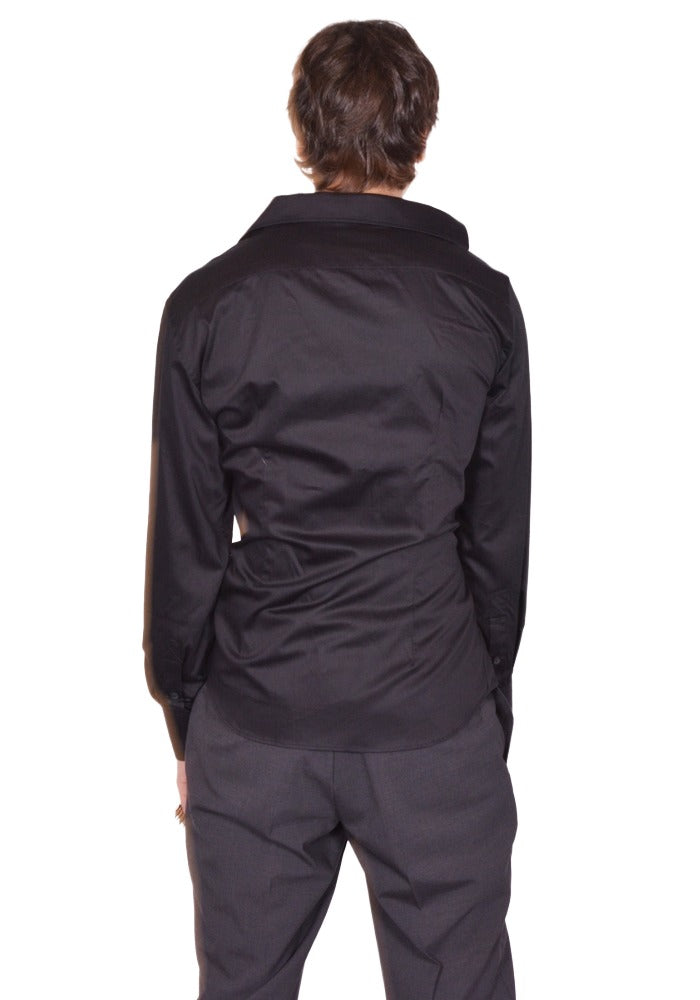 HODAKOVA ASYMMETRIC SHIRT BLACK SS26 | DOSHABURI Online Shop