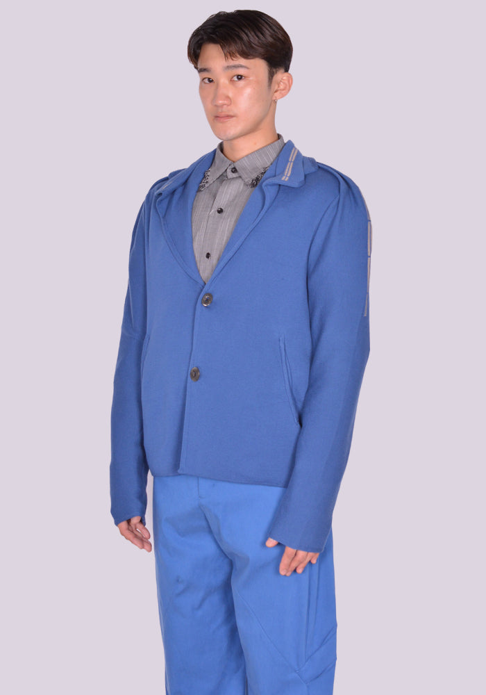 KIKO KOSTADINOV UGO KNITTED BLAZER BLUE/ASH GREY SS24 | 50%OFF