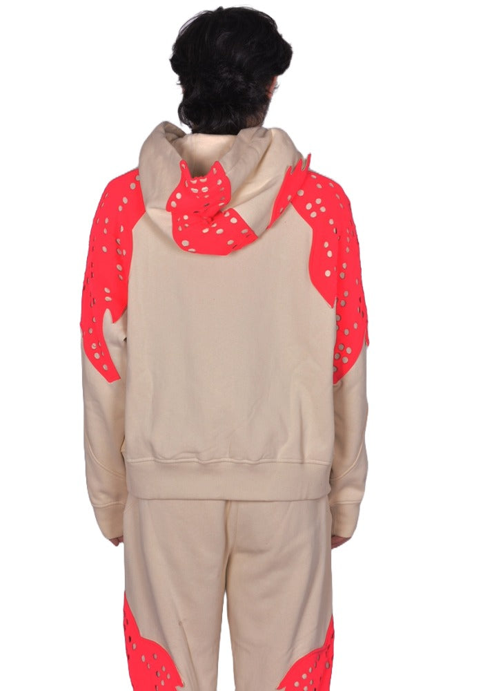 mikiko KIKO KOSTADINOV x FOX LAB PERFORATED FLEECE HOODIE NATURAL FW25