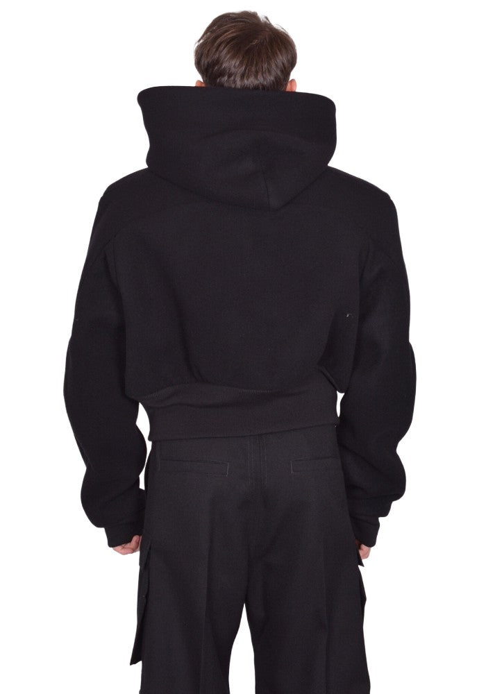 RICK OWENS CROPPED HOODED FLIGHT JACKET BLACK FW25 | Sale 50%OFF