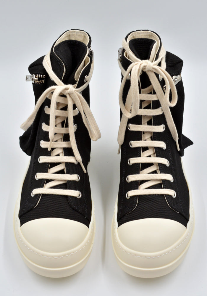 RICK OWENS DRKSHDW CARGO DENIM SNEAKERS BLACK/MILK | DOHABURI shop