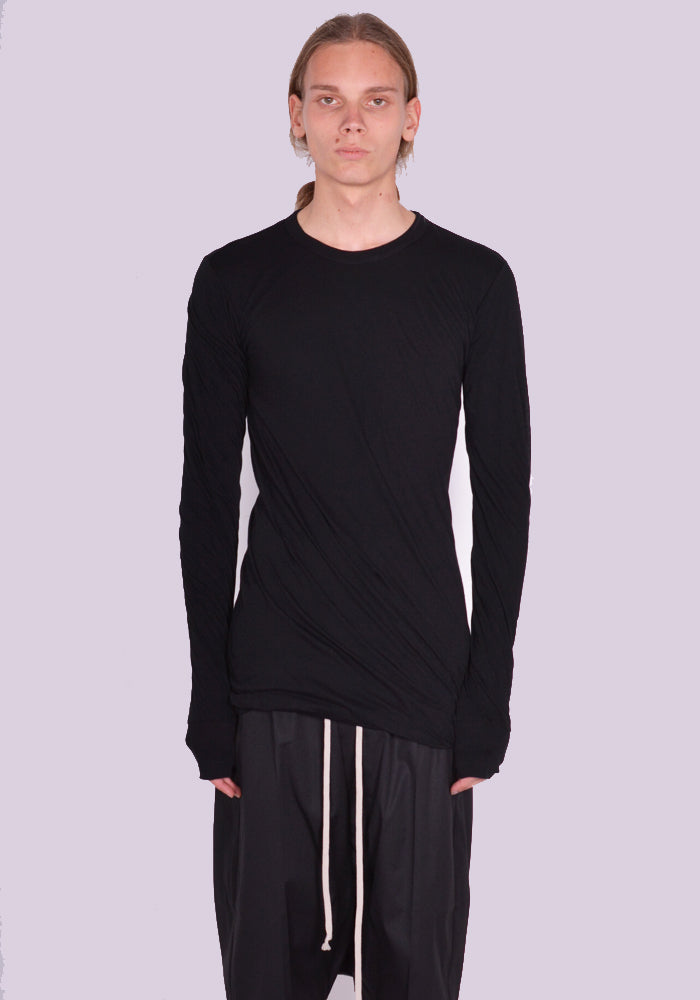 RICK OWENS DOUBLE LAYERED LONG SLEEVE T-SHIRT BLACK SS24