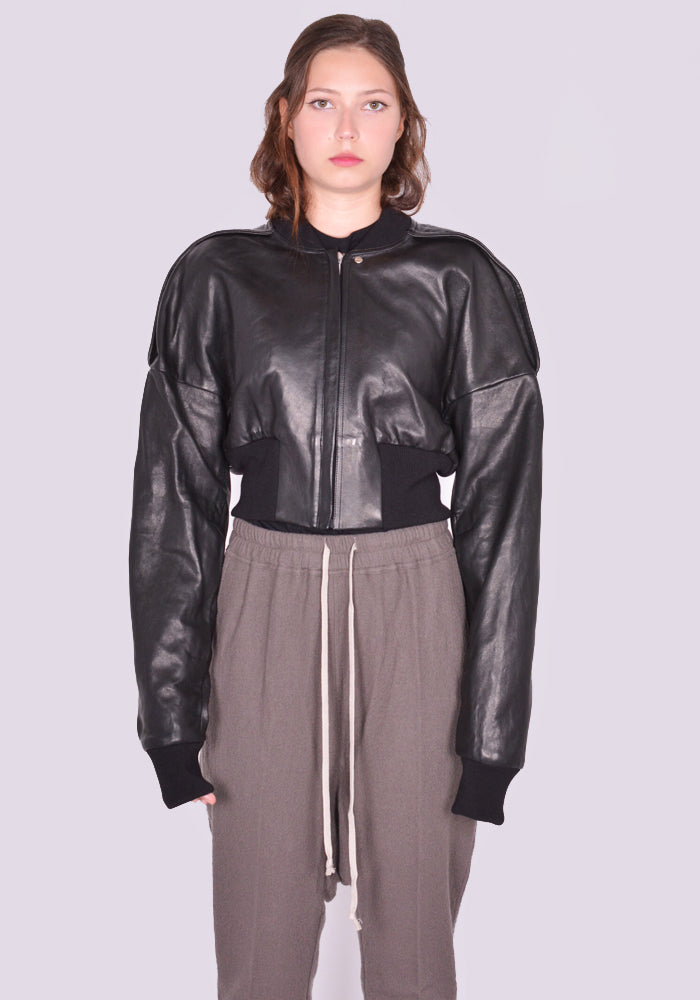 RICK OWENS CROPPED FLIGHT JACKET BLACK FW24 | DOSHABURI