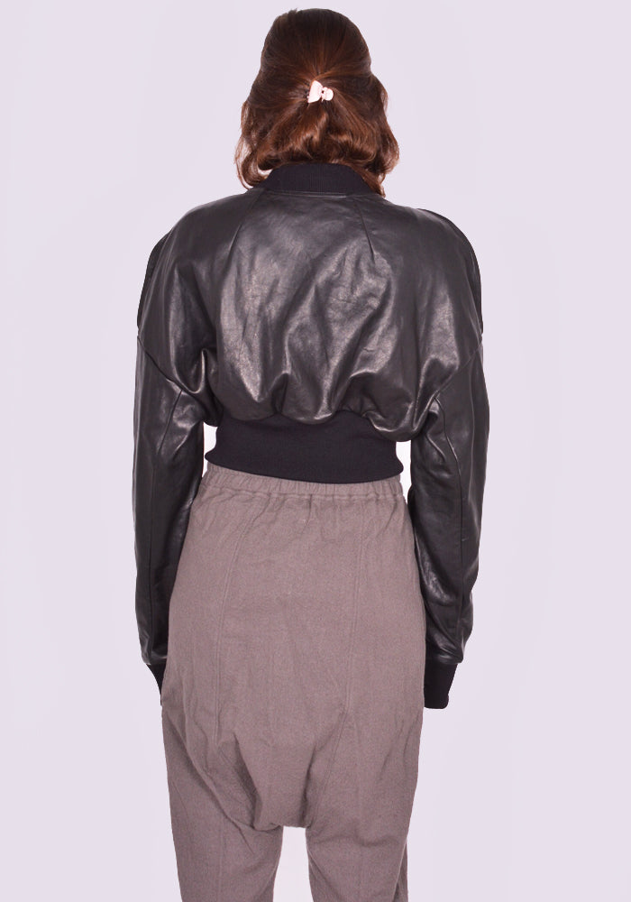 RICK OWENS CROPPED FLIGHT JACKET BLACK FW24 | DOSHABURI Online Shop