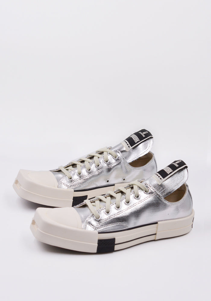 RICK OWENS DRKSHDW CONVERSE TURBODRK OX DENIM SHOES SILVER/WHITE