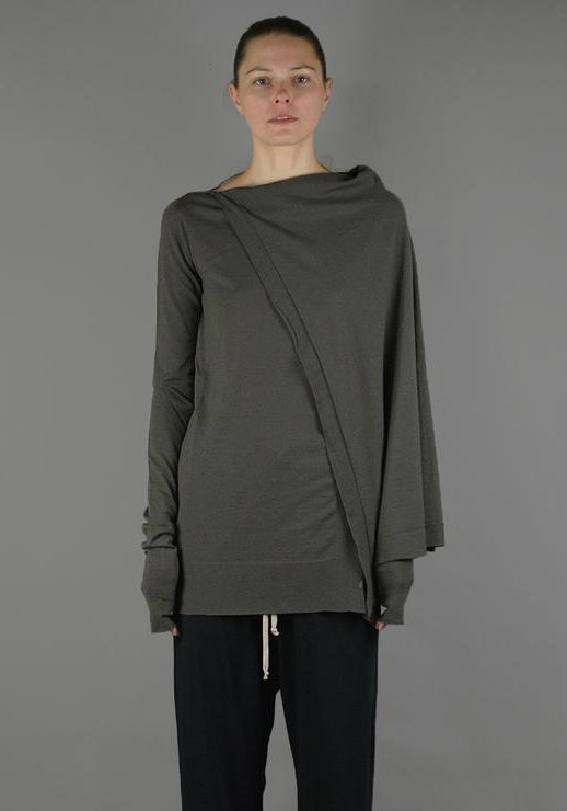 RICK OWENS CAPE TUNIC KNIT SWEATER DARK DUST 18FW SALE-DOSHABURI Shop