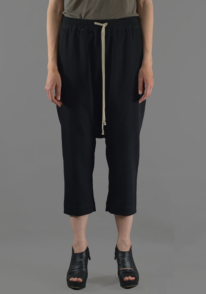 RICK OWENS DRAWSTRING CROPPED PANTS BLACK 19FW-DOSHABURI Online Shop