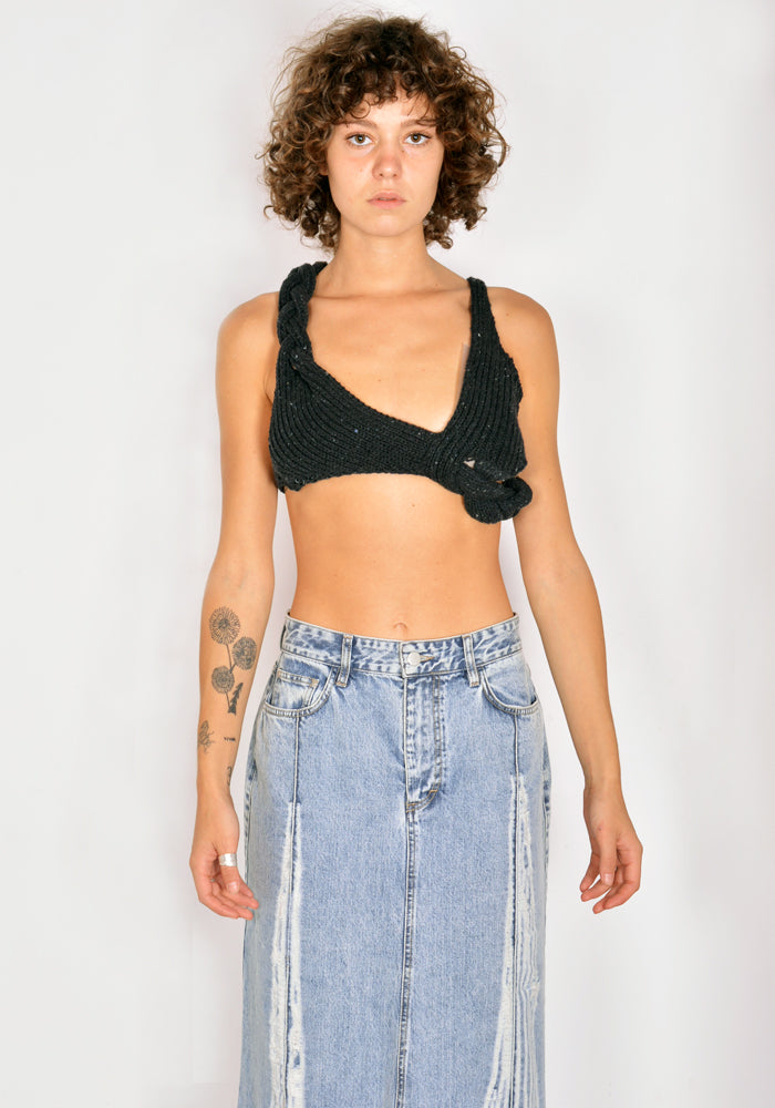 VEJAS MAKSIMAS BRAIDED KNIT BRALETTE CAHRCOAL GREY FW21 | DOSHABURI