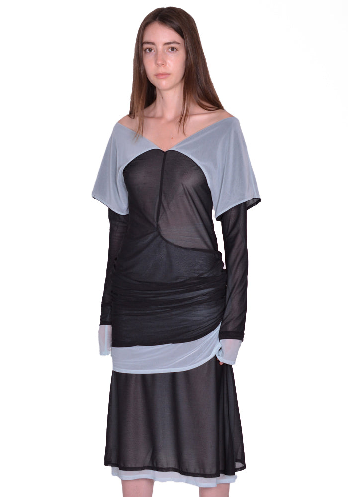 KIKO KOSTADINOV MORA LAYERED DRESS BLACK/ICE SS23 | 50%OFF SALE | DOSHABURI KIKO KOSTADINOV MORA LAYERED DRESS BLACK/ICE SS23 | 50%OFF SALE | DOSHABURI