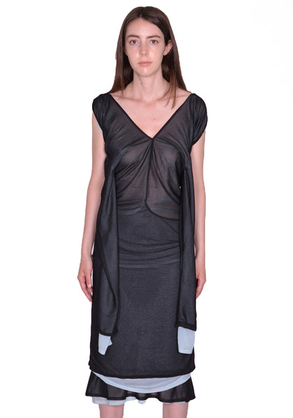 KIKO KOSTADINOV KKWSS23D04-18 MORA LAYERED DRESS BLACK SWAN/ICE SS23 | DOSHABURI Online Shop