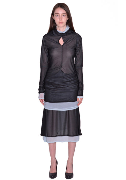 KIKO KOSTADINOV KKWSS23D04-18 MORA LAYERED DRESS BLACK SWAN/ICE SS23 | DOSHABURI Online Shop