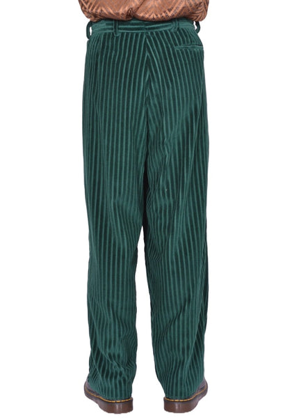 BLESS N°78 3040 ULTRA WIDE PLEATED TROUSERS ULTRA JUMBO CORDUROY DARKGREEN