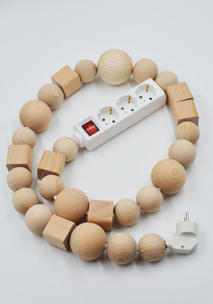BLESS N°26 Cable jewelry Multiplug Wood Nº26 Multiplug Natural Wooden Elements 1.4m – BLESS