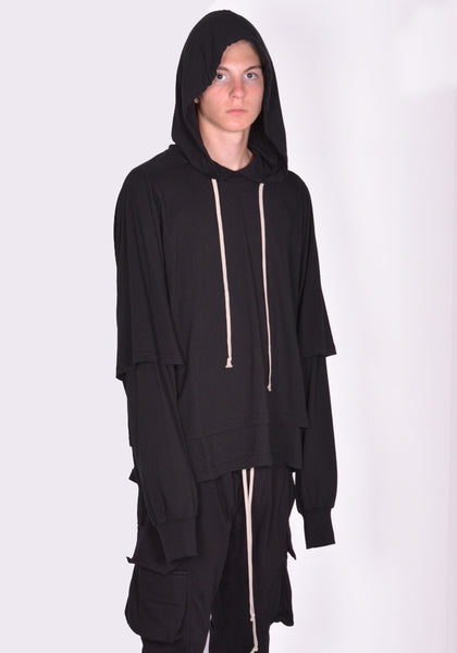 RICK OWENS DRKSHDW HUSTLER HOODED T-SHIRT BLACK FW24  | DOSHABURI Online Shop