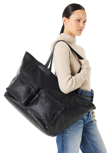 EGONLAB EASTPAK EGON TOTE L FAUX LEATHER BLACK SS26 | DOSHABURI Shop