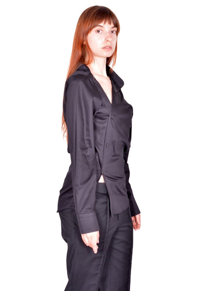 HODAKOVA ASYMMETRIC SHIRT BLACK SS26 | DOSHABURI Online Shop