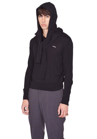 RICK OWENS MEN ZIPPED HOODIE BLACK SS26 | DOSHABURI Shop