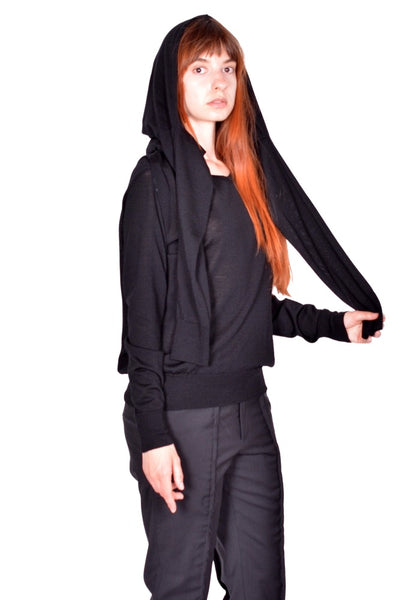HODAKOVA DOUBLE SLEEVE SWEATER BLACK SS26 | DOSHABURI Shop