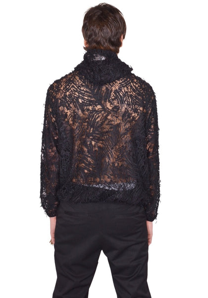 JUNTAE KIM LACE HOODIE BLACK SS26 | DOSHABURI Online Shop