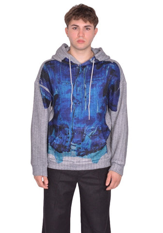 JUNTAE KIM TROMPE L'OEIL HOODIE GREY FW25 | DOSHABURI Online Shop