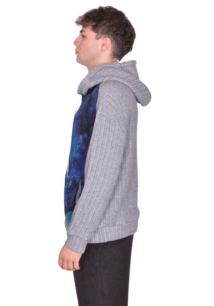 JUNTAE KIM TROMPE L'OEIL HOODIE GREY FW25 | DOSHABURI Online Shop