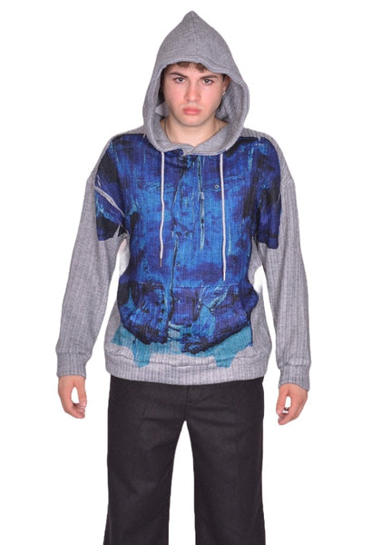 JUNTAE KIM TROMPE L'OEIL HOODIE GREY FW25 | DOSHABURI Online Shop