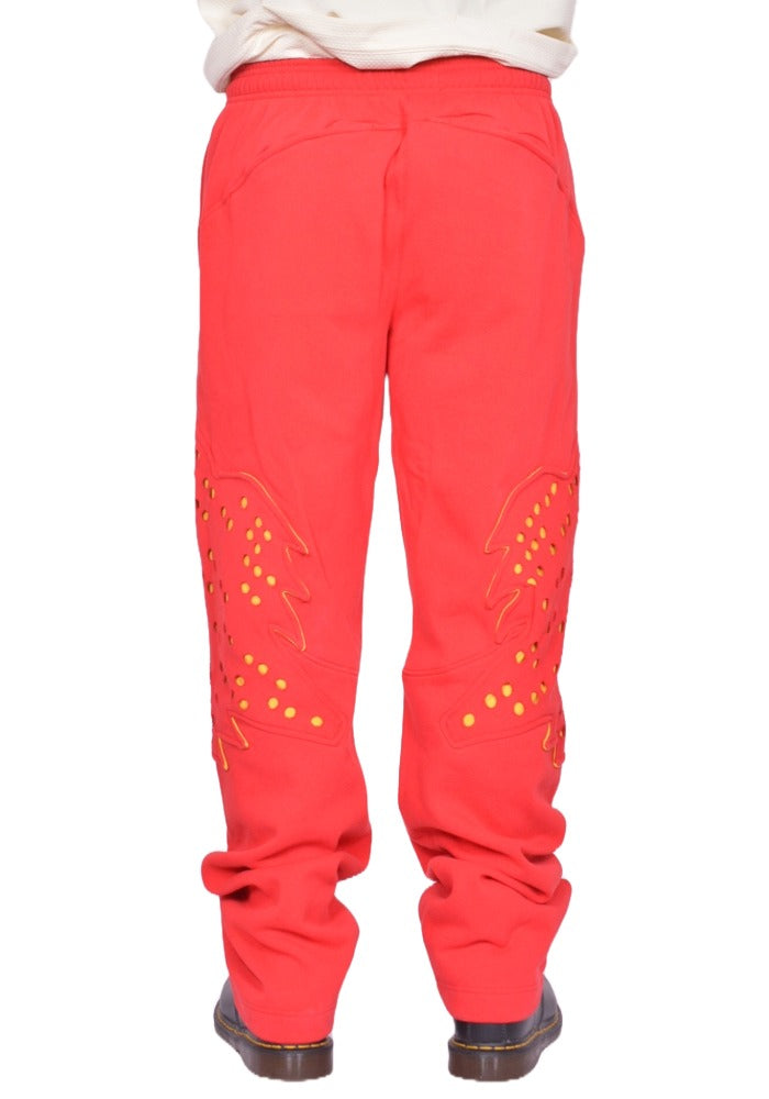 KIKO KOSTADINOV FOX LAB PERFORATED FLEECE JOGGER RED FW25 | DOSHABURI