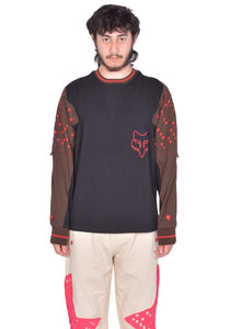 KIKO KOSTADINOV FOX LAB PERFORATED LONG SLEEVE T-SHIRT BLACK FW25