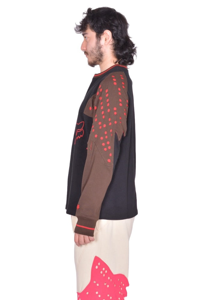 KIKO KOSTADINOV FOX LAB PERFORATED LONG SLEEVE T-SHIRT BLACK FW25