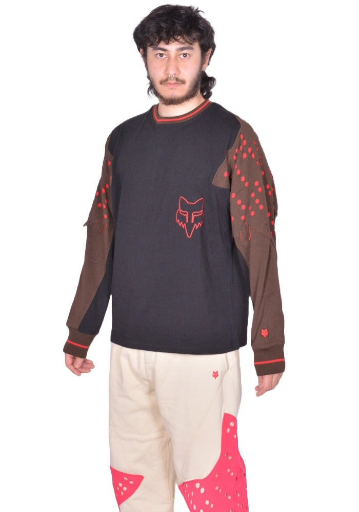 KIKO KOSTADINOV FOX LAB PERFORATED LONG SLEEVE T-SHIRT BLACK FW25