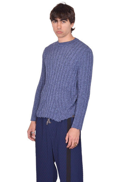 KIKO KOSTADINOV KADA KNIT PULLOVER BLUE MELANGE SS26 | DOSHABURI Shop