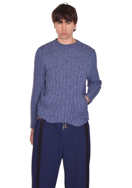 KIKO KOSTADINOV KADA KNIT PULLOVER BLUE MELANGE SS26 | DOSHABURI Shop