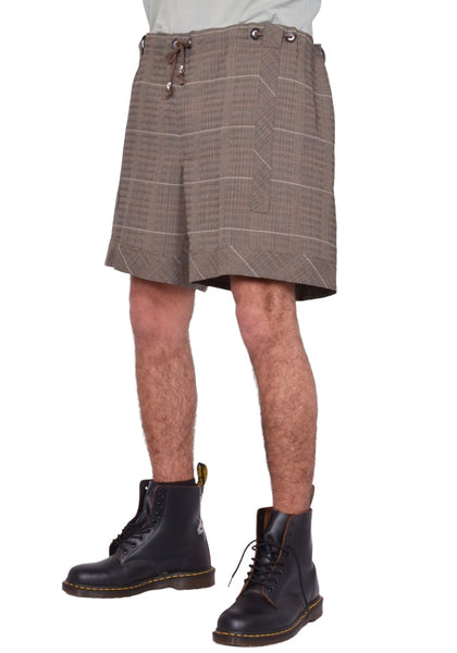 KIKO KOSTADINOV KAYAN SHORTS MOSAIC CHECK TAUPE CHECK SS26 | DOHABURI Shop