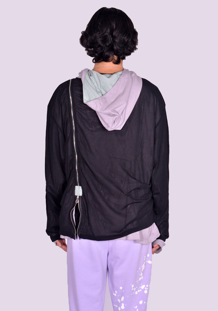 KIKO KOSTADINOV KNOX MESH HOODIE ICY LILAC/BLACK FW24