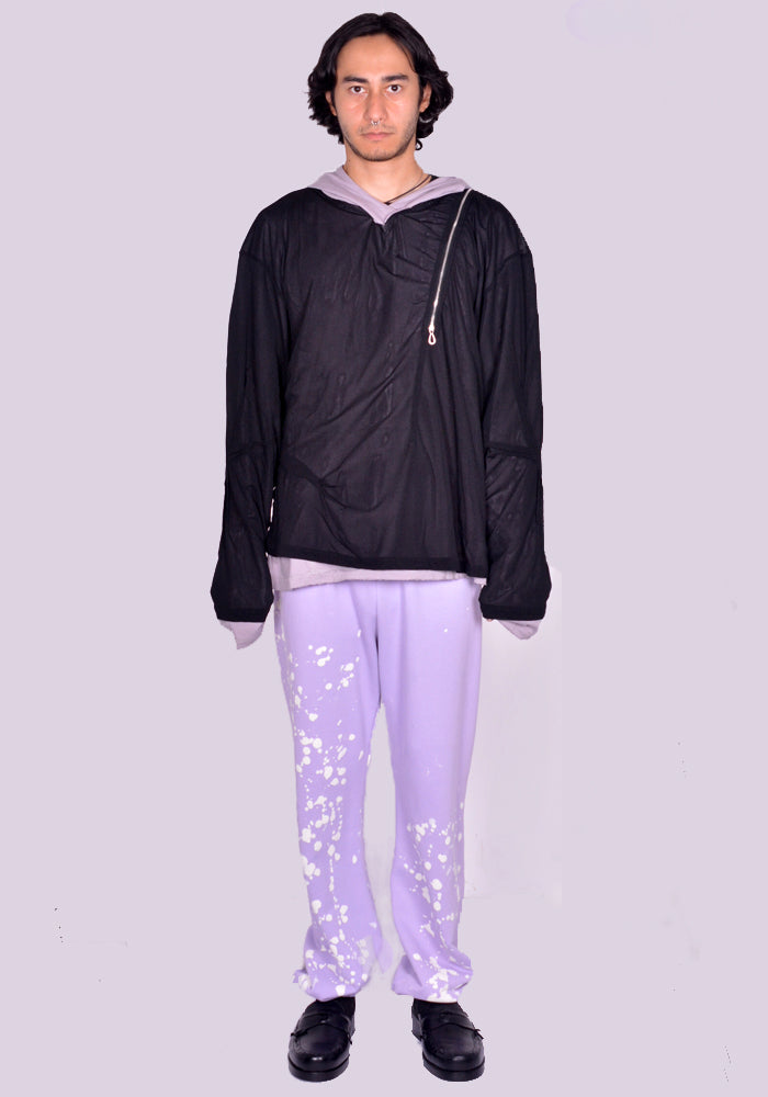 KIKO KOSTADINOV KNOX MESH HOODIE ICY LILAC BLACK FW24 DOSHABURI Shop