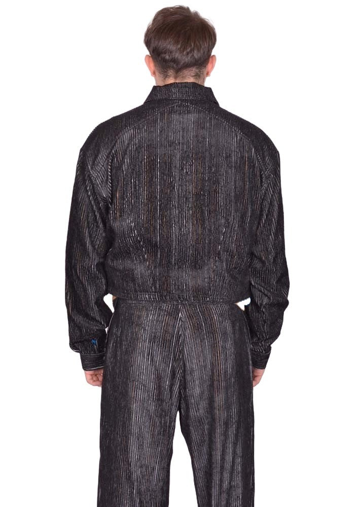 KIKO KOSTADINOV KRANER CROPPED SHIRT JACKET MELANGE BLACK FW25