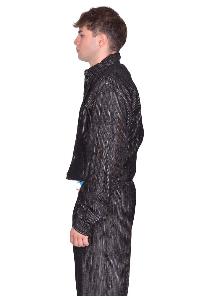 KIKO KOSTADINOV KRANER CROPPED SHIRT JACKET MELANGE BLACK FW25