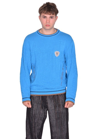 KIKO KOSTADINOV MEN FITZ KNIT SWEATER CERULEAN BLUE FW25 | DOSHABURI Shop