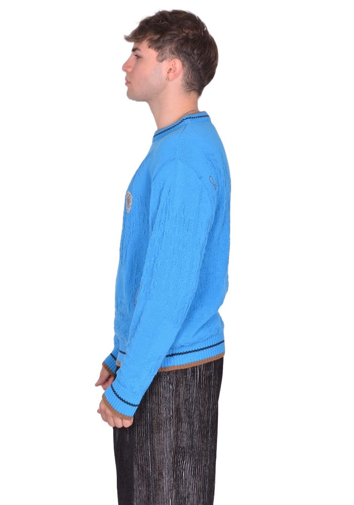 KIKO KOSTADINOV MEN FITZ KNIT SWEATER CERULEAN BLUE FW25