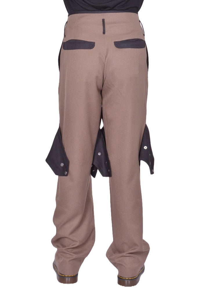 KIKO KOSTADINOV MEN ORVOS TROUSERS SEPIA/COAL BLACK FW25 | DOSHABURI