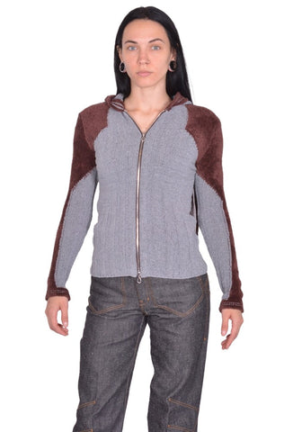 KIKO KOSTADINOV QUIMBY FITTED HOODED KNIT GREY FW25