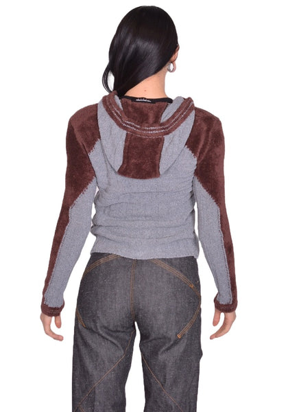 KIKO KOSTADINOV QUIMBY FITTED HOODED KNIT GREY FW25