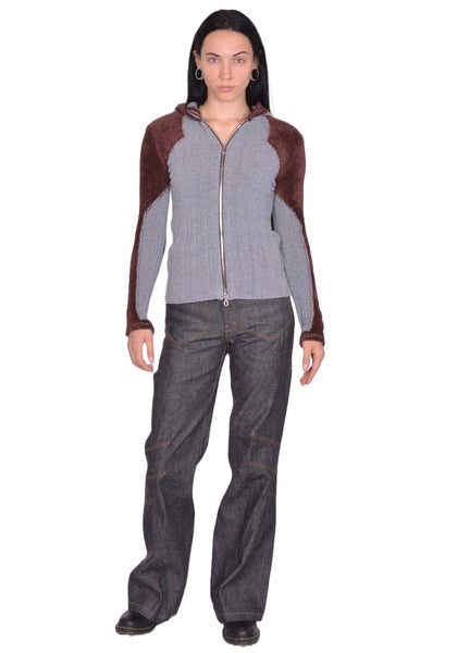 KIKO KOSTADINOV QUIMBY FITTED HOODED KNIT GREY FW25