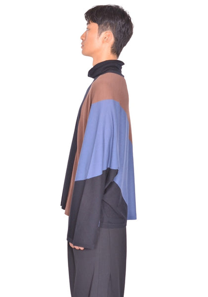 KIKO KOSTADINOV SIGO KNIT PULLOVER BROWN/BLACK/PETROL FW26 | DOSHABURI shop