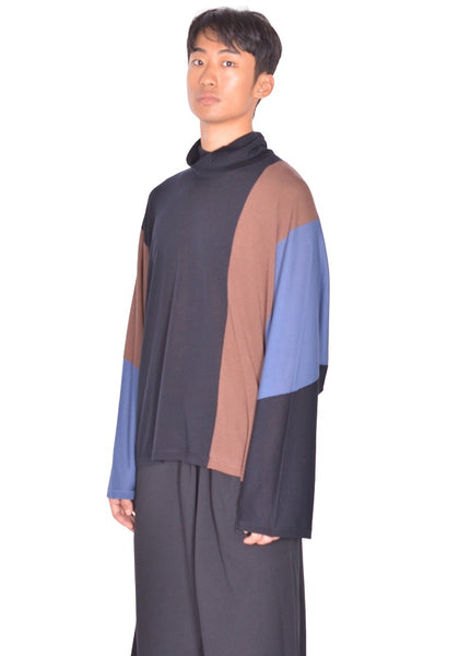 KIKO KOSTADINOV SIGO KNIT PULLOVER BROWN/BLACK/PETROL FW26 | DOSHABURI shop