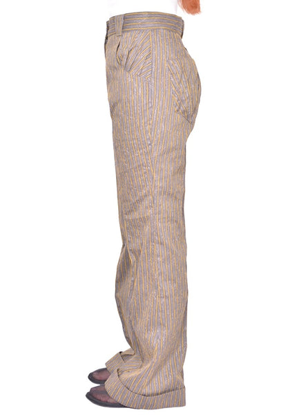 KIKO KOSTADINOV TUNIN FLARED TROUSER CHARCOAL & SUNSHINE STRIPE SS26 | DOSHABURI Online Shop