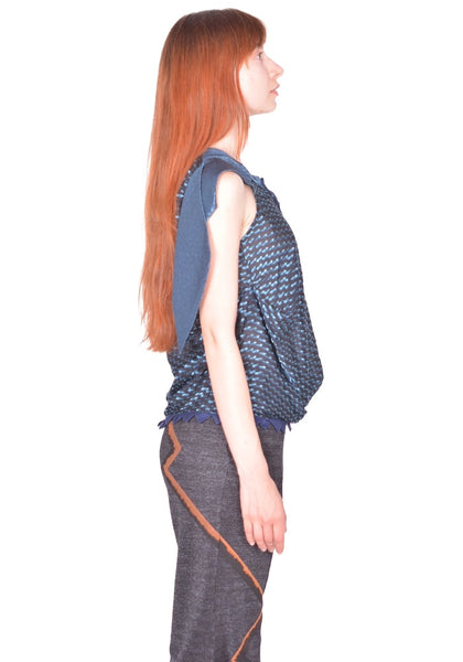 KIKO KOSTADINOV WEATHERVANE TOP OBSIDIAN BLACK & MOSAIC BLUE SS26 | DOSHABURI Online Shop