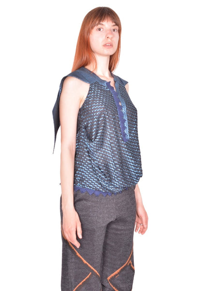 KIKO KOSTADINOV WEATHERVANE TOP OBSIDIAN BLACK & MOSAIC BLUE SS26 | DOSHABURI Online Shop